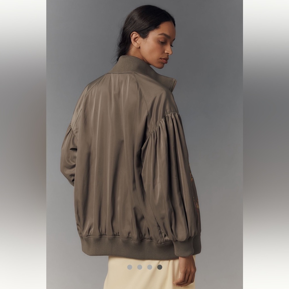 Anthropologie NWT Floral Embroidered Bomber Jacket size S. - Picture 6 of 11